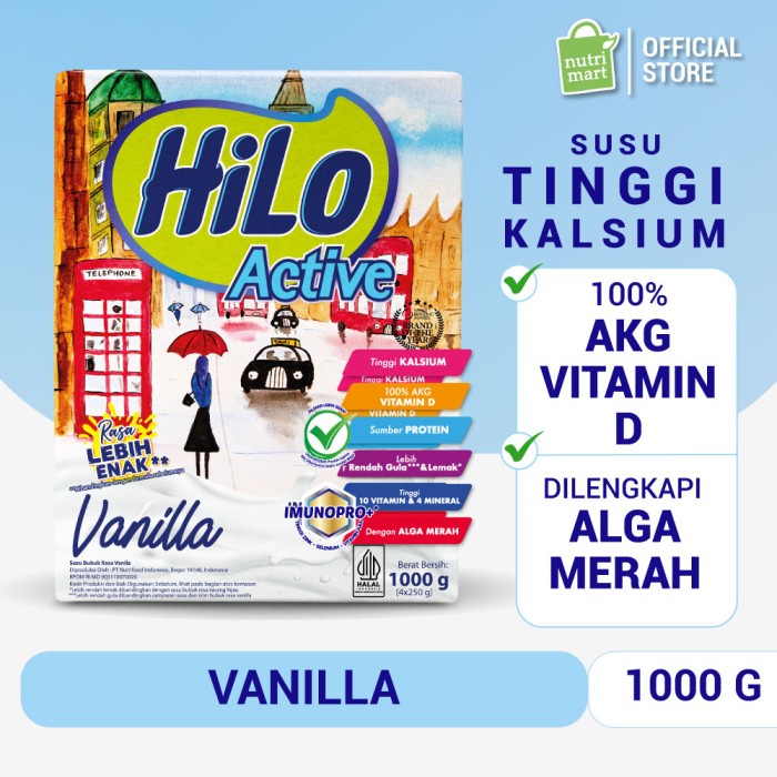 

HiLo Active Vanilla 1000g - Susu Tinggi Kalsium Lebih Rendah Lemak