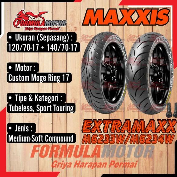 Sepasang Ban Maxxis Extramaxx 120 70-17 & 140 70-17 Tubeless