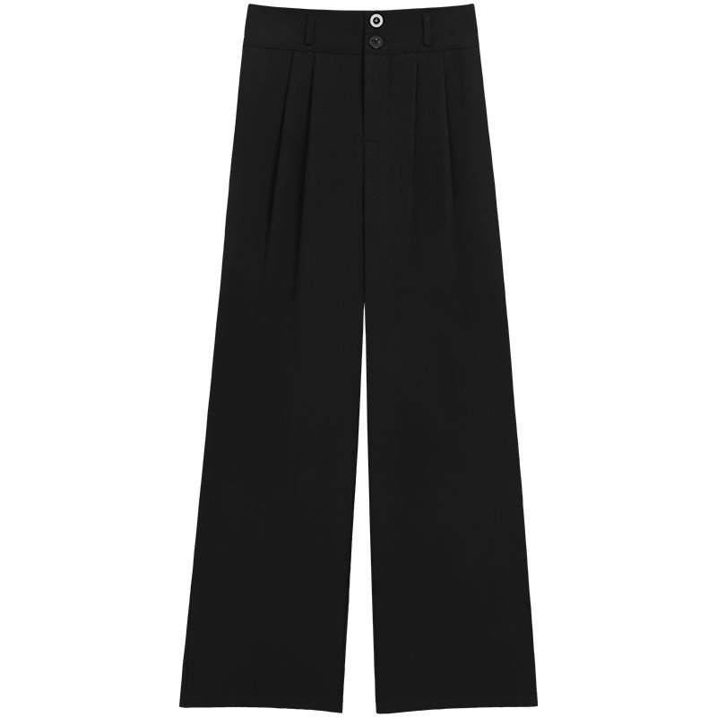 Red Hitam sempit lebar kaki celana wanita 2023 musim semi baru berpinggang tinggi tipis dan mengepel lantai longgar lurus celana kasual