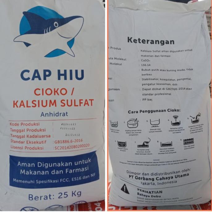 

Cioko Food Grade 25KG - Kalsium Sulfat (Calsium Sulfate) KHUSUS INSTAN