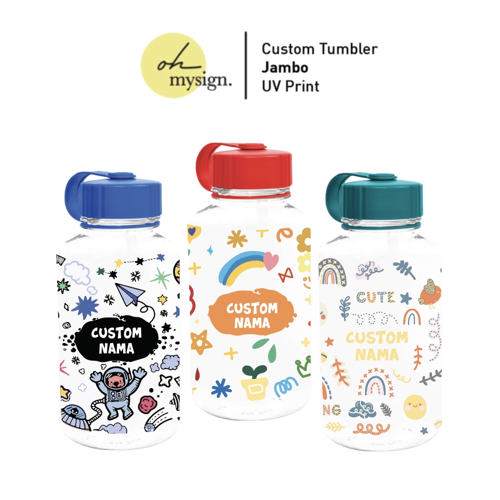 Oh My Sign Tumbler Dundee Jambo Botol Minum 1 liter Custom Print Nama Lucu Unik Hampers Gift Kado