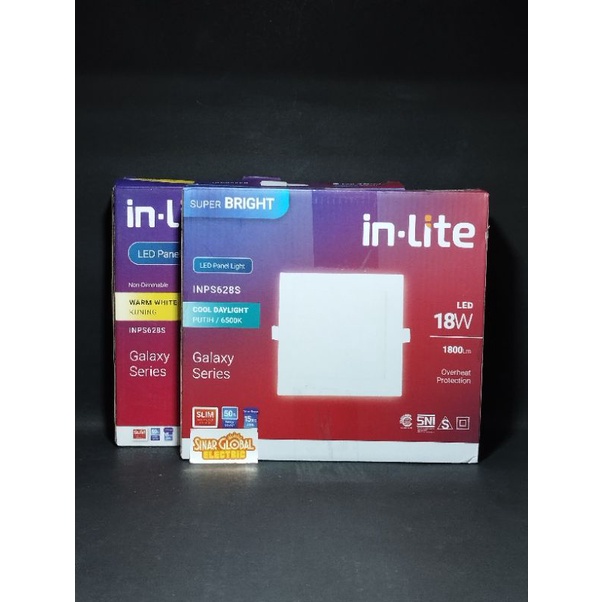 Lampu downlight panel IB led inlite INPS628S kotak 18 Watt