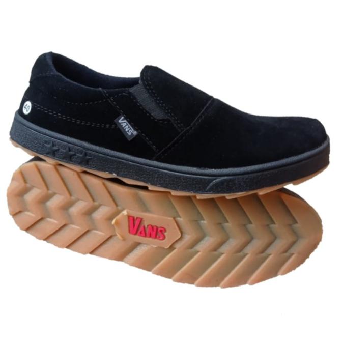 Sepatu Pria Casual Slip On Hitam Polos Slop Tanpa Tali Keren Buat Gaya