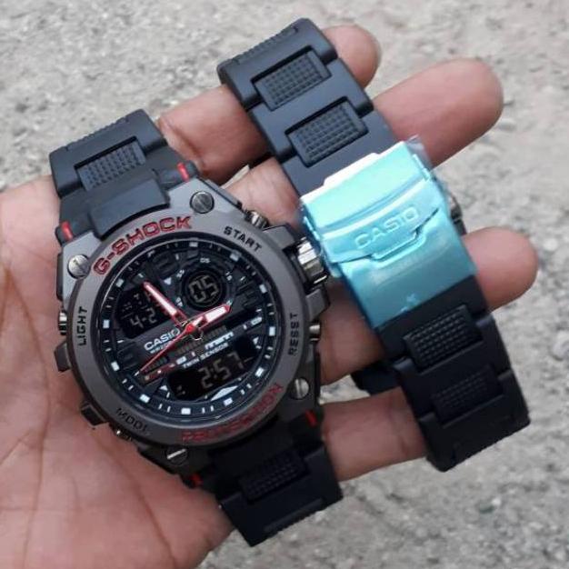 New Jam Tangan Casio Gshock Water Resist Renang Rantai Mika - Hitam Lis Merah