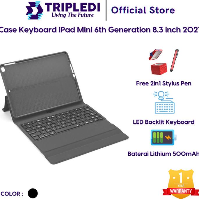 TRIPLEDI Case iPad Mini 6 8.3 inch Keyboard Bluetooth Backlit Stylus