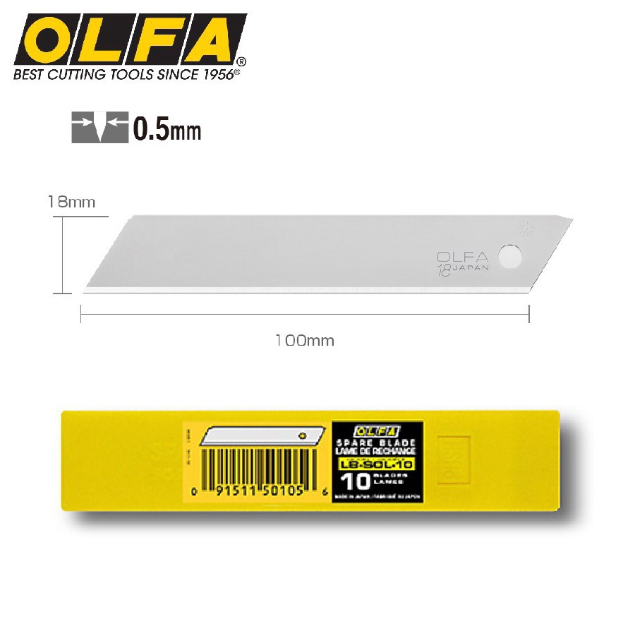 

Terlaris Today Olfa Refill Isi Cutter 18mm Solid Blade LB-SOL-10 (10pcs pack) !!!