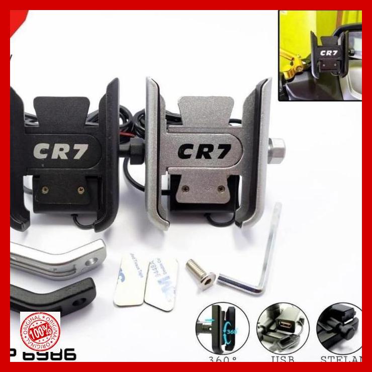 tempat hp motor holder hp cr7 plus cas an hp hitam