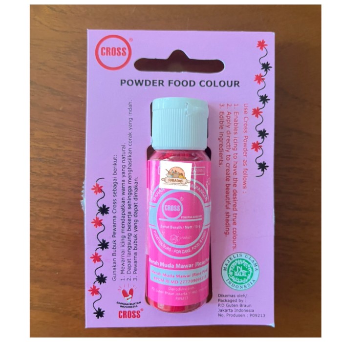 

Cross Food Colng Powder Rose Pink 15Gr Pewarna Bubuk Merah Muda