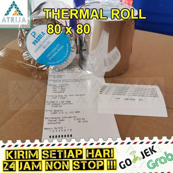 

(1 BOX= 50 Roll) Kertas Thermal Struk Kasir 80 x 80 . Pasola 80x80