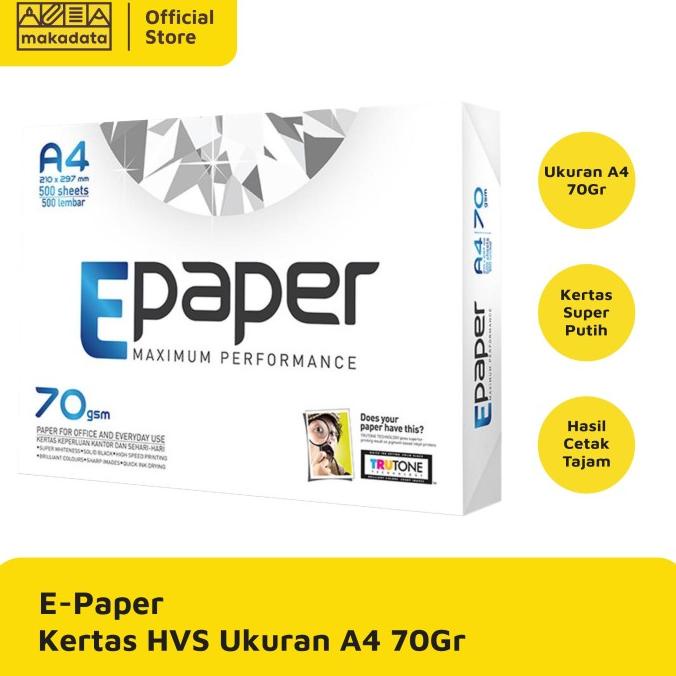

Kertas HVS E-Paper A4 70gr | Kertas Fotocopy | Kertas MURAH (1 RIM)