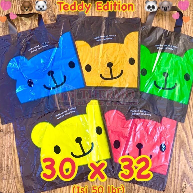 

7.7 Kantong Plastik Soft Handle Softhandle Shopping Bag Motif Teddy Bear 30x32