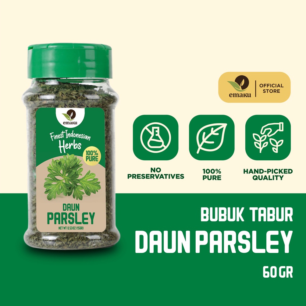 

[Miliki Sekarang] Emaku Daun Peterseli Bumbu Masak Dapur Tabur Parsley Flake 15gr ETB