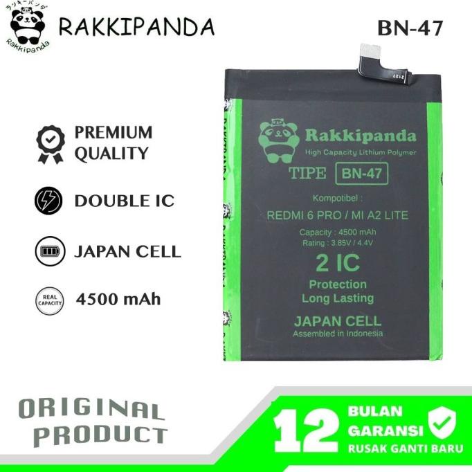 rakkipanda baterai bn47 for redmi 6 pro / mi a2 lite