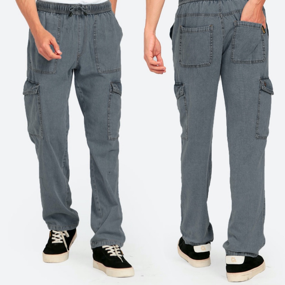 ⚡TOK SIAP 【COD GutenInc - Celana Cargo Pria RONALD Straight Cargo Grey Wash Guten