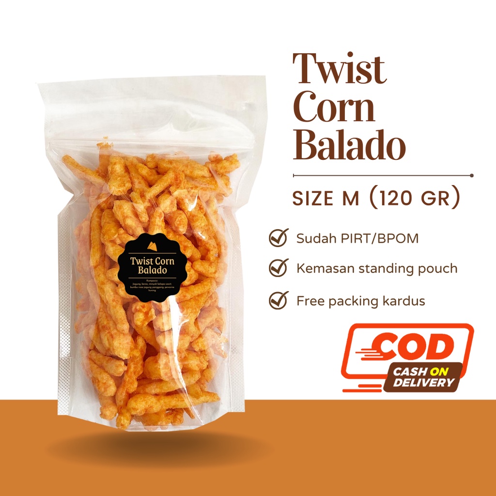 [DELISH SNACKS] Twist Corn Ori / Balado (M) 120gr / Snack Cemilan / Camilan Makanan / Enak Asin Gurih Cheetos