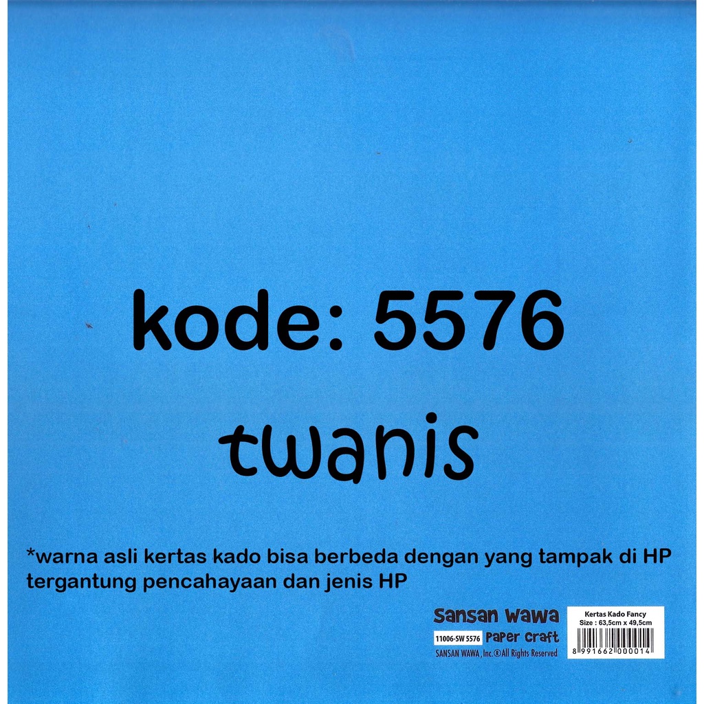 

Kertas Kado Polos Biru Muda SANWA kode 5576 isi 40 lembar