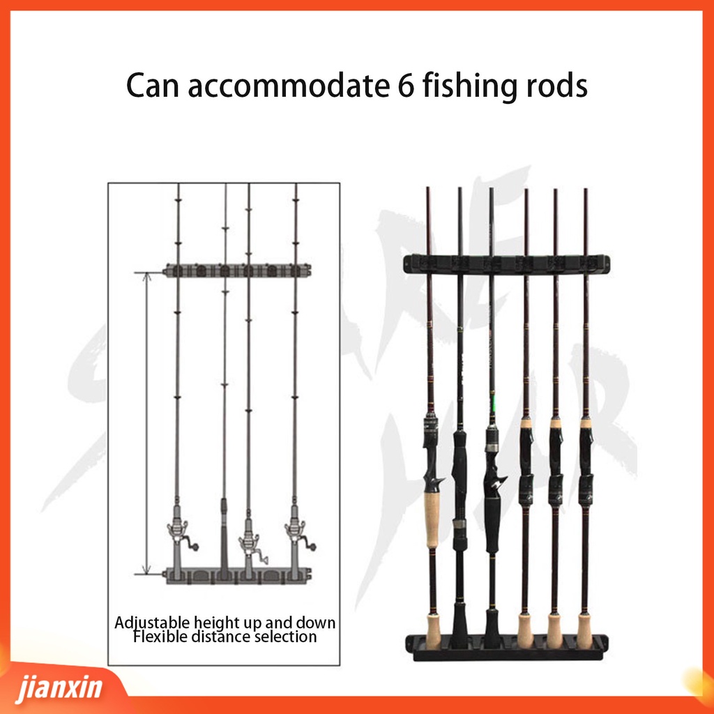 [Jianxin] 1 Set Holder Joran Pancing Adjustable 6slot Vertikal Gantung Angling Lure Rod Storage Stand Untuk Outdoor