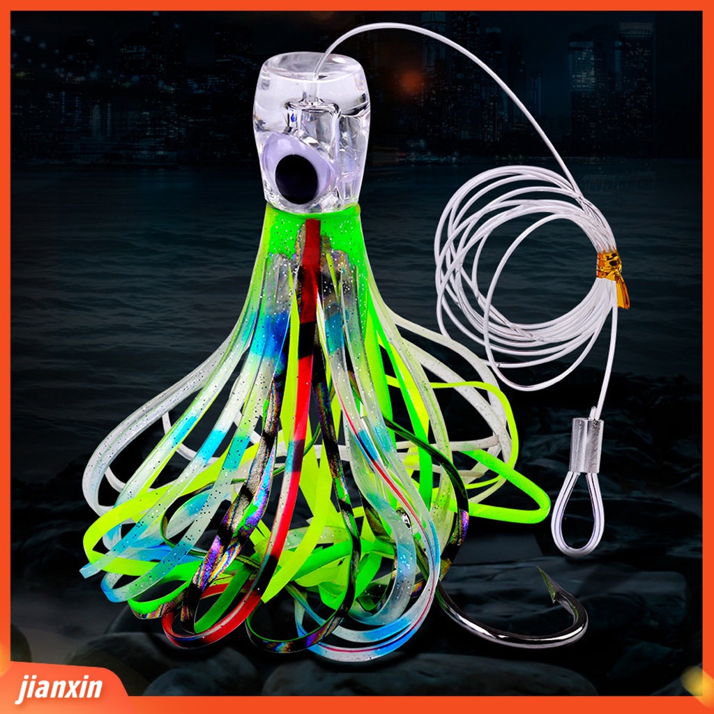 [Jianxin] 23cm/96g Umpan Pancing Simulasi Warna Terang Kait Tajam Mata Hidup Multi-Warna Perahu Laut Troli Gurita Lembut Cumi Rok Umpan Perlengkapan Memancing