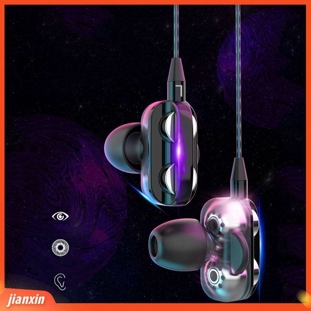 [Jianxin] Earphone Sport Model In-ear Suara Heavy Bass HiFi Dual Driver dengan Kabel