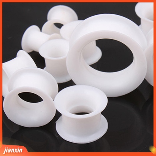 [Jianxin] 1Pair Silicone Flesh Tunnel Double Flared Saddle Ear Plug Gauge Unisex Piercing