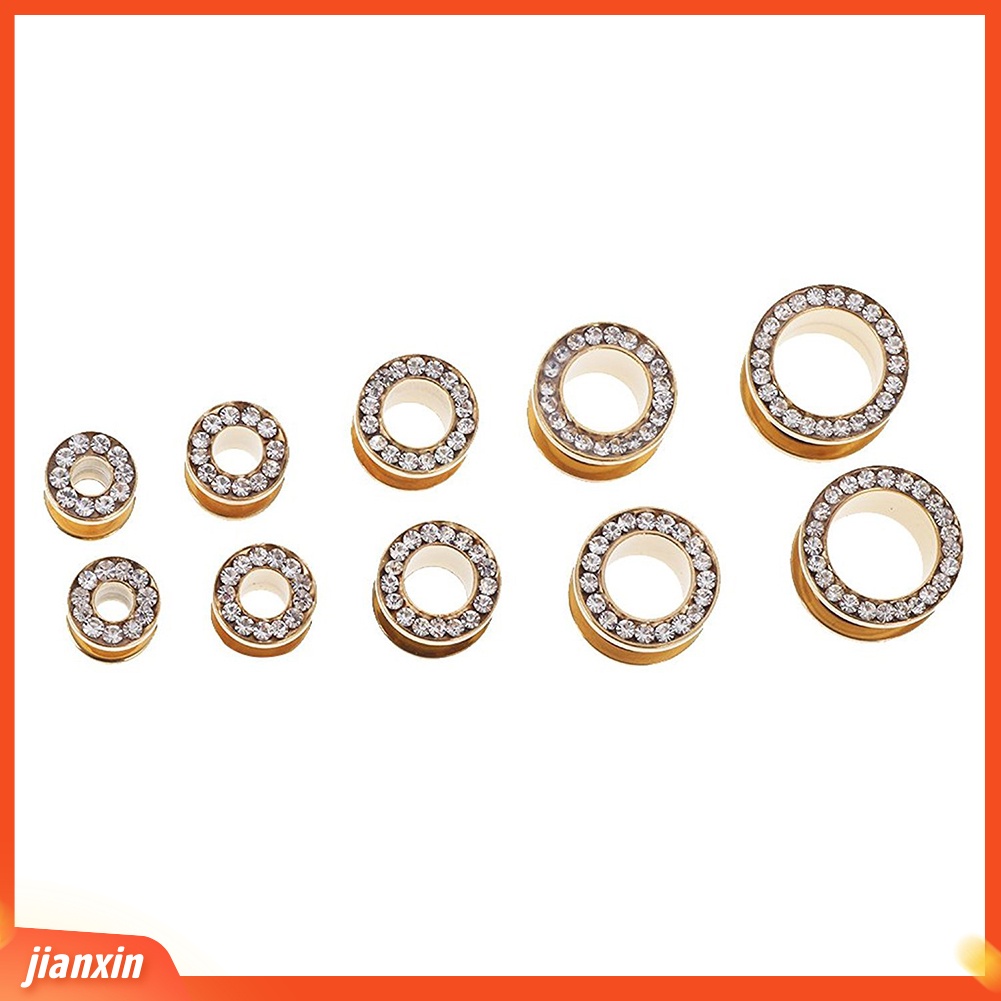 [Jianxin] 1Pc Stainless Steel Rhinestone Inlaid Plating Ear Plug Earring Piercing Jewelry