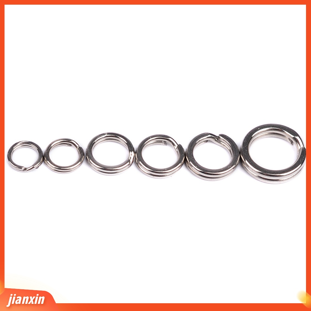 [Jianxin] 100pcs Cincin Loop Split Ganda Bahan Stainless Steel untuk Aksesoris Memancing