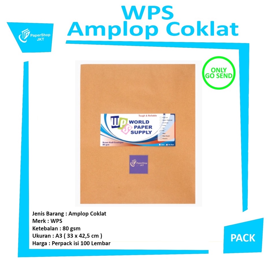 

Star WPS - Amplop Coklat Ukuran A3 ( 33 x 42,5 cm ) - Pack !!!