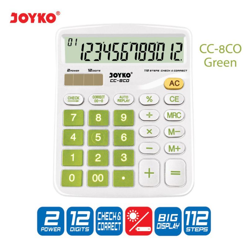 

CALCULATOR JOYKO CC-8CO KALKULATOR 12 DIGITS Joyko [CC-8CO] Check Correct / Calculator Office /