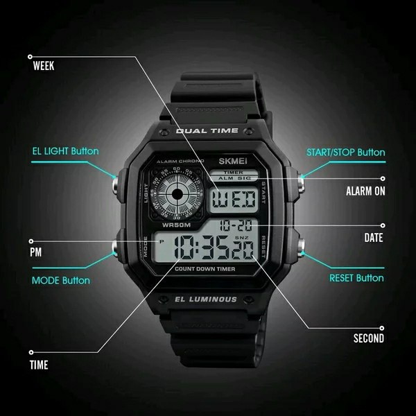 MUST HAVE JAM TANGAN DIGITAL PRIA SKMEI EL LUMINOUS ORIGINAL WATER RESISTANT 50M TERMURAH