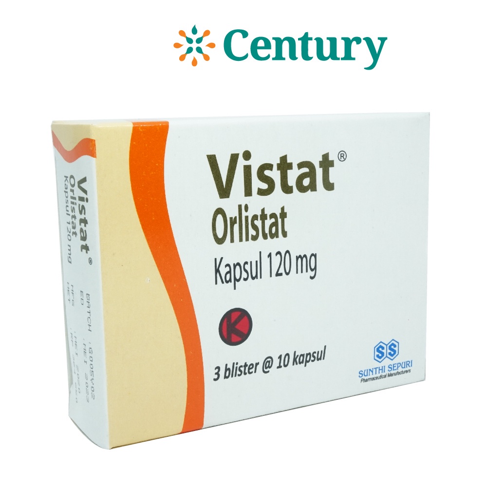 VISTAT 120MG 1 STRIP 10 TAB / ORLISTAT 120 MG / OBESITAS / TERAPI BERKELEBIHAN BERAT BADAN / DIET / 