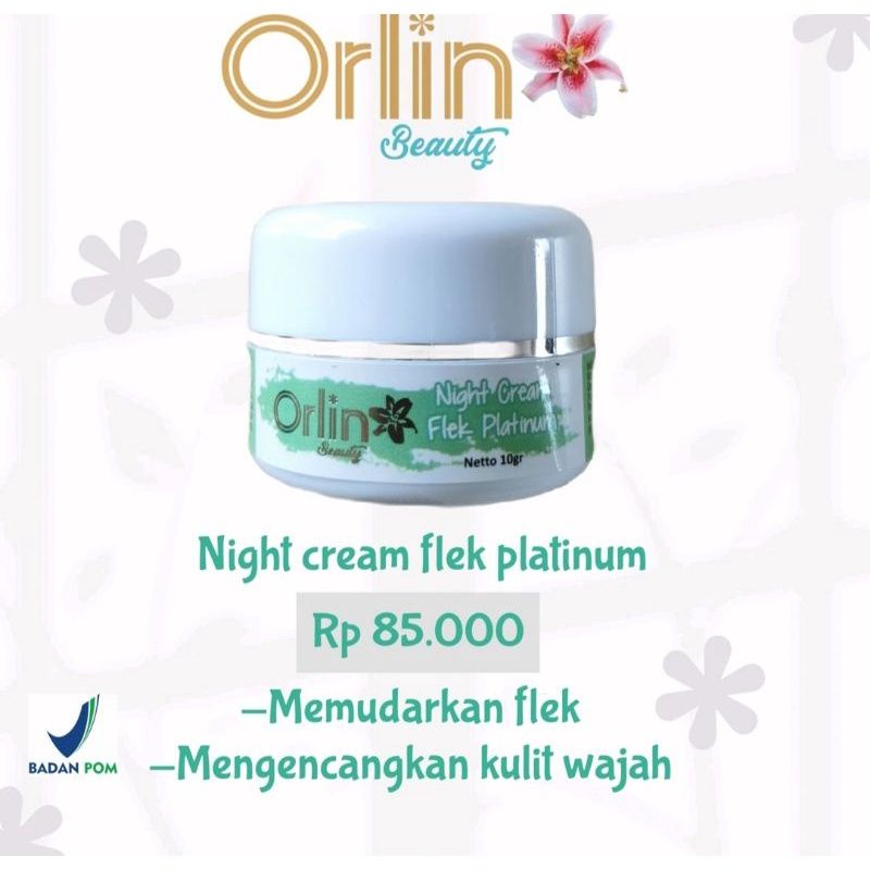 PROMO NIGHT CREAM FLEK WHITENING PLATINUM | KRIM MALAM FLEK | ORLIN BEAUTY SKINCARE