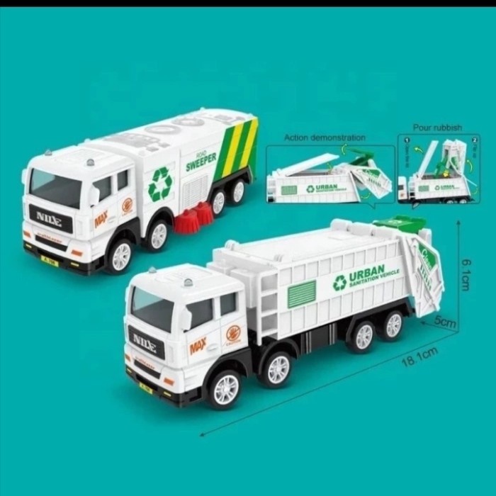 MUST HAVE MAINAN ANAK TRUCK GARBAGE TRUCK SWEEPER FRICTION TERMURAH