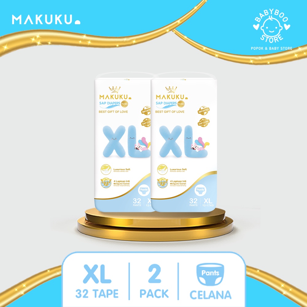 MAKUKU SAP Diapers Procare Pants XL32 x 2 Pack Popok Celana Premium Lembut Mencegah Ruam Dan Anti Gumpal