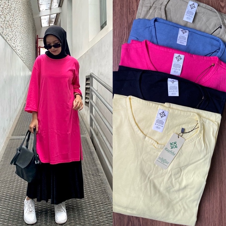 RAABIHA Lesa Tunik Kaos Oversize | Tunik Kaos | Tunik Slit