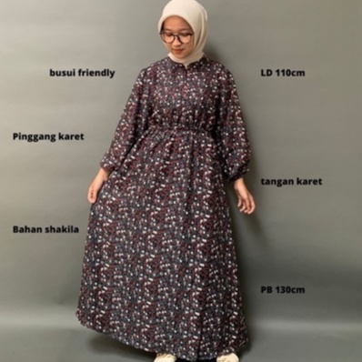 RAABIHA | Darra Longdress Motif | Dress Motif Murah | Gaun Motif | Kondangan