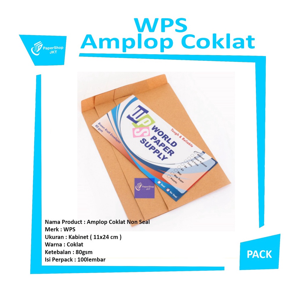 

7.7 HARGA GROSIR WPS - Amplop Coklat Ukuran Kabinet - 11 x 24 cm - 100 Lembar - Pack