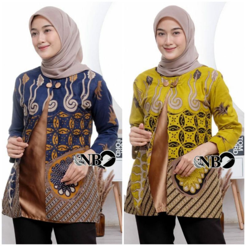 Baju Batik Wanita Modern M L XL XXL Jumbo Atasan Batik Kerja Wanita Kantor Blouse Batik Seragam Batik Modern