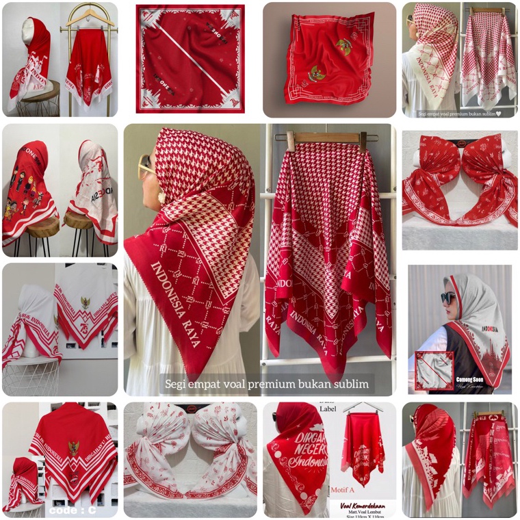 dqw82 TERLARIS  06 VOAL HIJAB MERDEKA SEGI EMPAT FATRIANA VOAL MOTIF DENAY Spektakuler