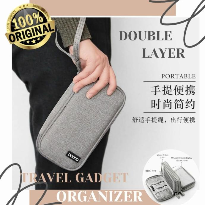 Travel Gadget Organizer Double Layer / Travel Pouch Gadget Powerbank
