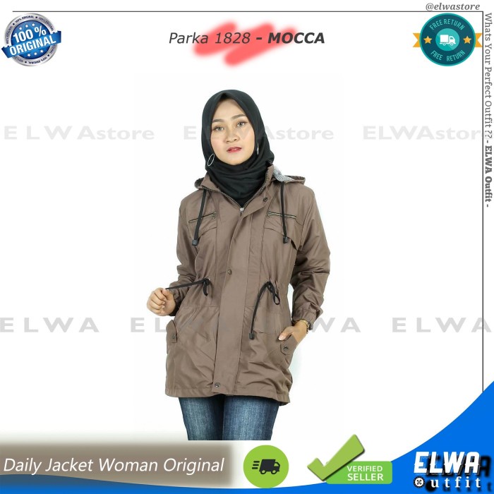GRATIS ONGKIR PARKA 1828 MOCCA Jaket Parka Original Parasut Panjang Wanita
