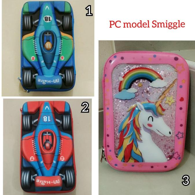 

tempat kotak pensil hardcase EVA model Smiggle anak unicorn Mobil