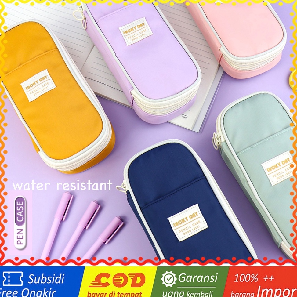 

Model baru TXS01 Pen Pencil Case Kotak Tempat Pensil LUCKY DAY Water Resistant Macaron Color MKT 7LK