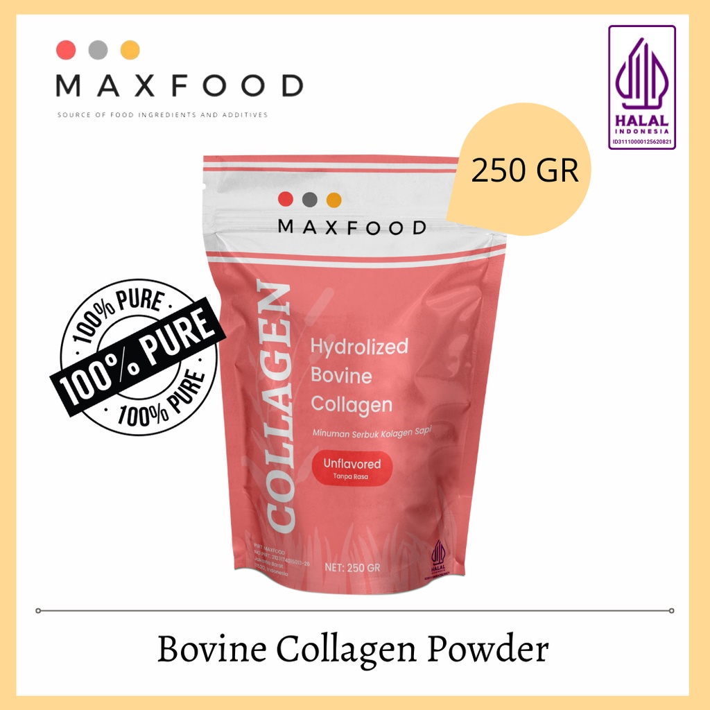 

≛Ready Stock⁎ NR7LP MAXFOOD - Pure Hydrolized Bovine Collagen /Bubuk Kolagen Sapi 250 Gr V90 ➥Terbaru