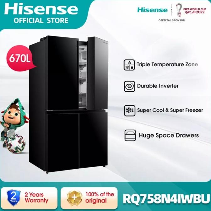 Hisense Kulkas 4 Pintu RQ758N4IWBU Black Garansi Resmi