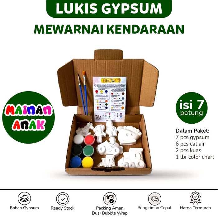 

Best Seller Paket Lukis Patung Gypsum Mewarnai Transportasi Painting Gypsum Anak