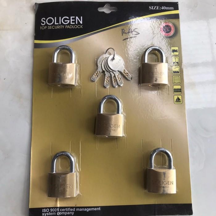 Gembok Master Key Soligen 5 Pcs Kuningan 40 Mm Komputer