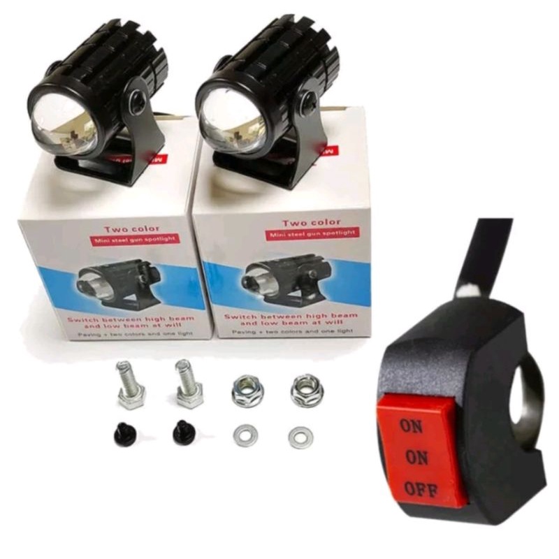 promo paket lampu tembak Laser 20w Lampu pengemudi mini kuning+putih sepeda motor
