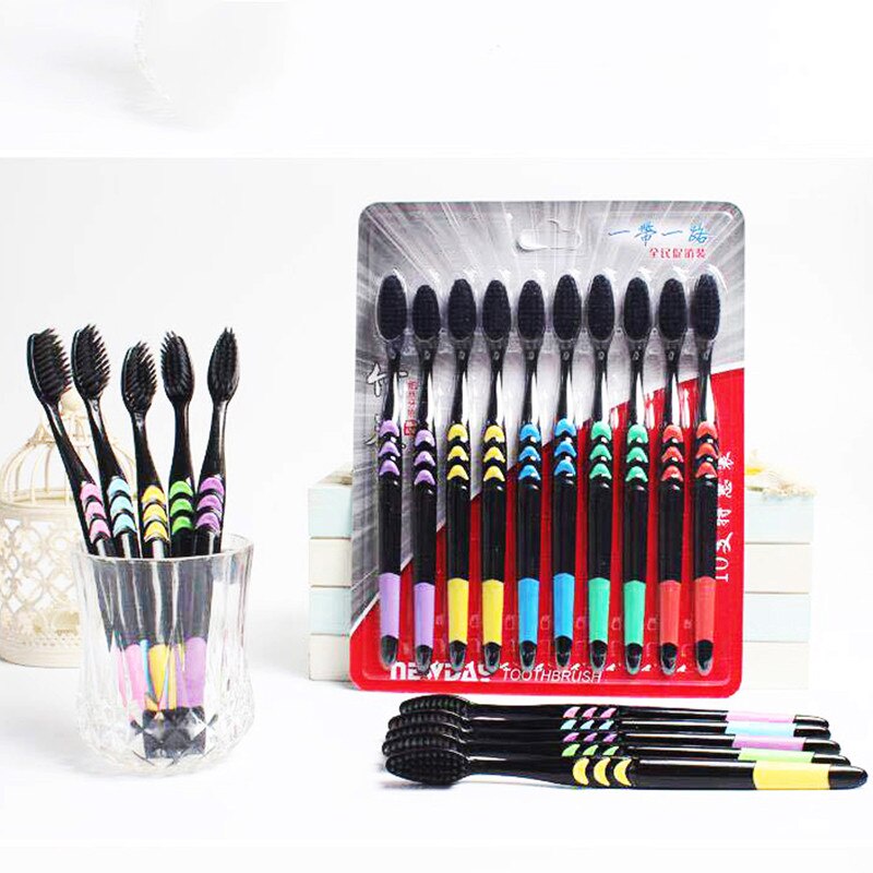 ✿ELYSABETHME✿ Sikat gigi hitam bambo charcol isi 10pcs pastel