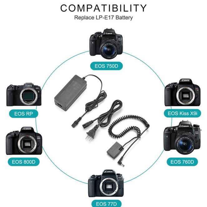 Kingma Coupler Dummy Battery Kit Lp-E17 Indoor Eos 700D 200D 800D Rp