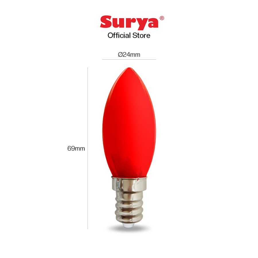 Bohlam Lampu Led Filum Candle 1W SURYA /Lampu Sembahyang Cabe Merah 1 w E12